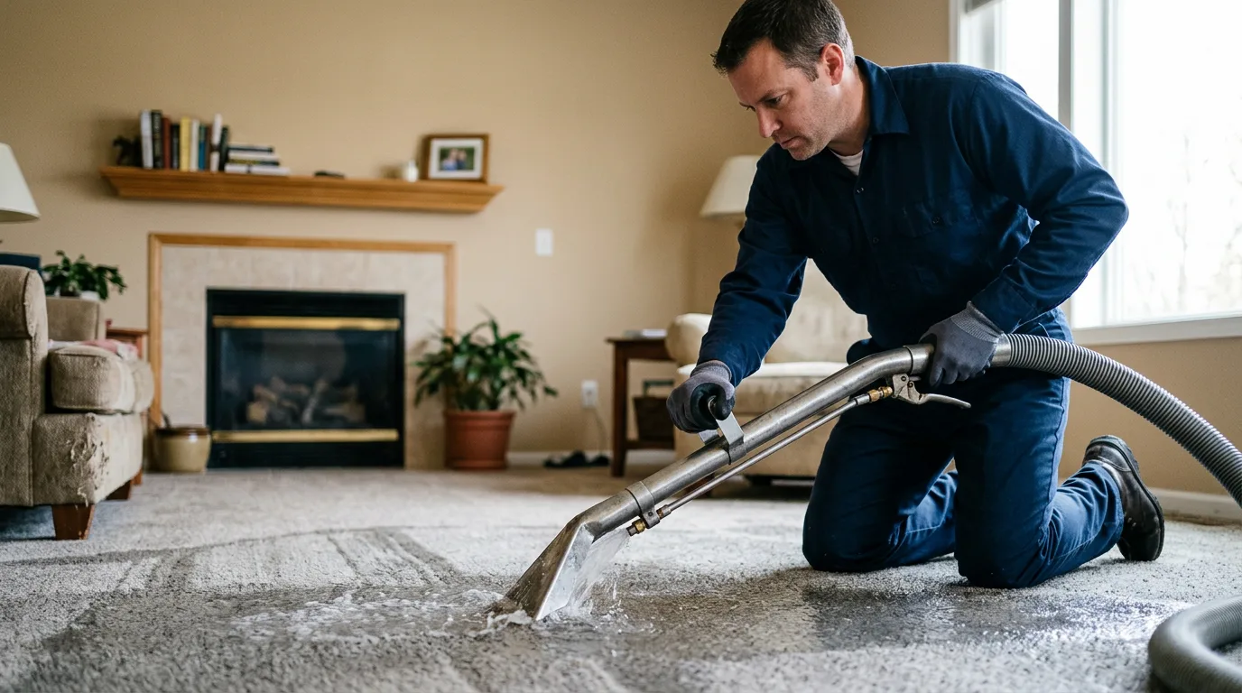 Water damage restoration technician working near La Belle, MO
